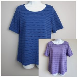 Bundle of 2 Croft & Barrow Eyelet Short Sleeve Shirts size Medium